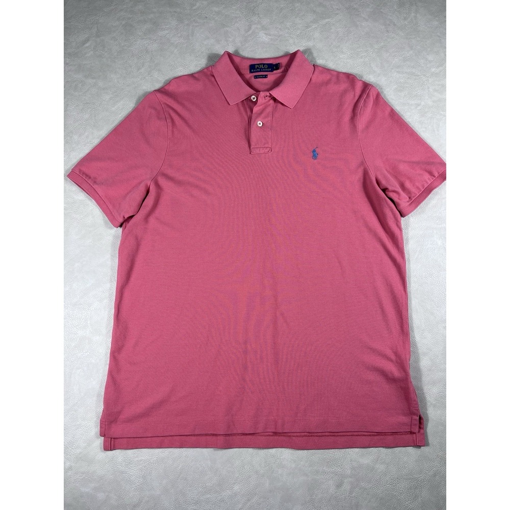 Polo Ralph Lauren Shirt Size Large Classic Fit Collared Pink Button Up Polo - Picture 2 of 7